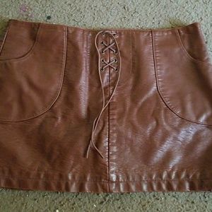 Tan mini skirt